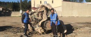 Saad et Mohamed ont pu constater les ravages des inondations dans le village de Villegailhen, dans l'Aude.